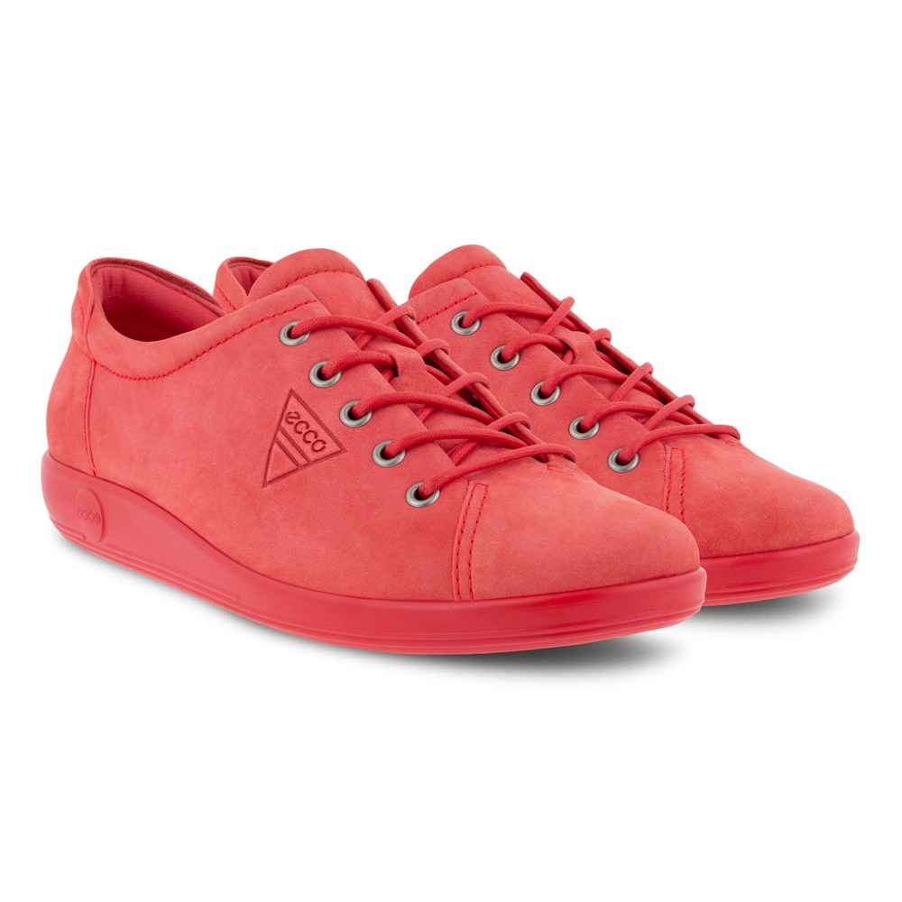 Womens Sneakers - ECCO Soft 2.0 Tie - Red - 7129WUGLQ